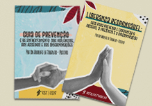 montagem com as capas das cartilhas - Guia Prático por Um Ambiente de Trabalho + Positivo e Liderança Responsável