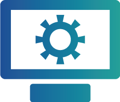 Ícone de monitor com engrenagem dentro