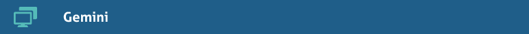 Banner com fundo azul Royal - ícone de dois monitores em Azul Marinho - Gemini em Branco
