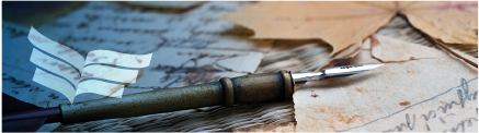 Imagem meramente ilustrativa, uma caneta de pena antiga sobre documentos manuscritos, simbolizando a historicidade do arquivo